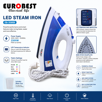 EUROBEST LED Steam Iron 2200W